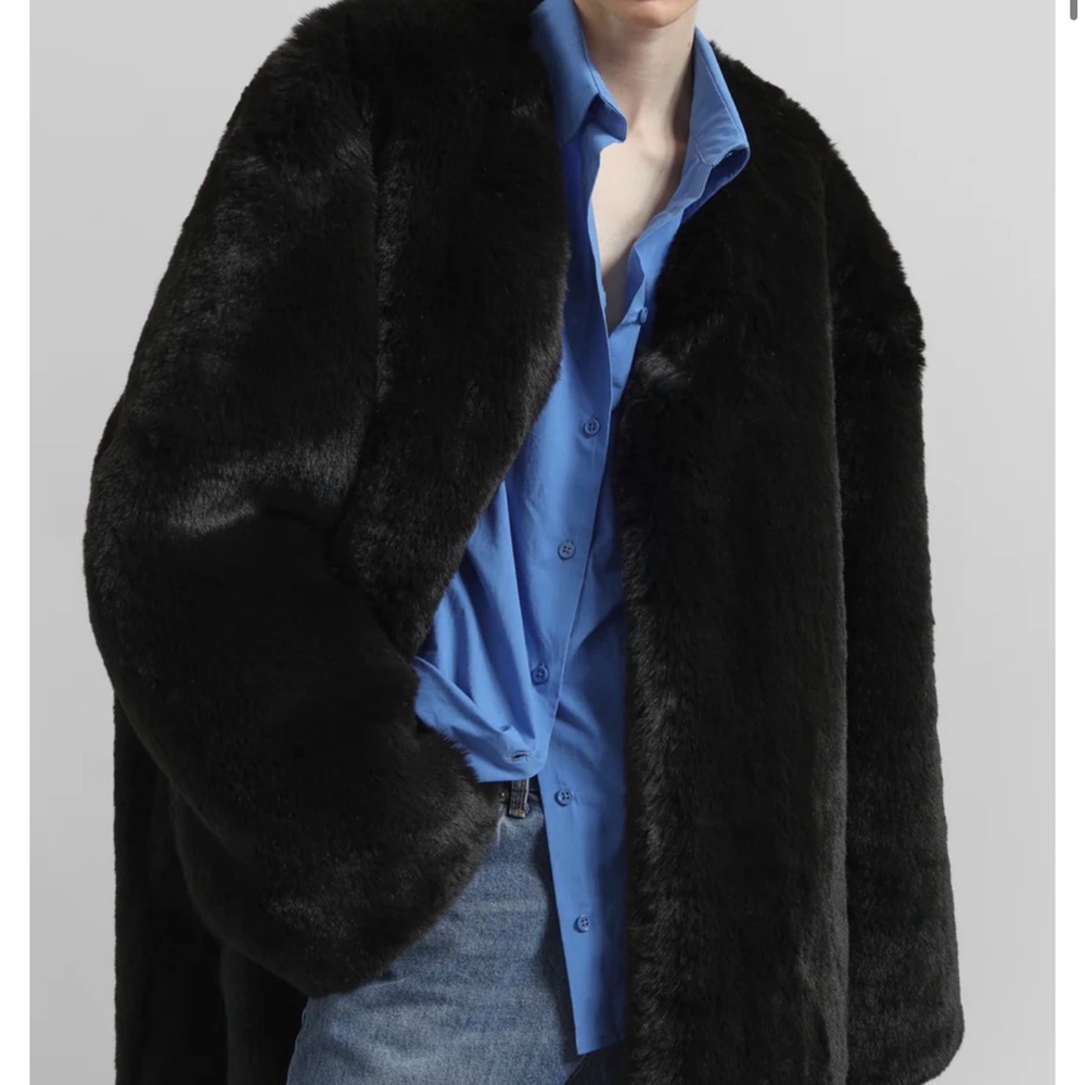 The Frankie Shop Black Faux Fur Jacket